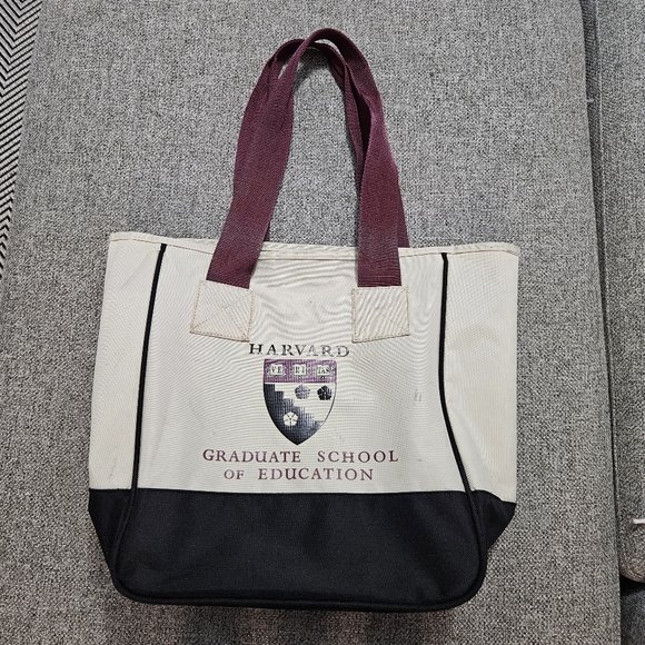 Harvard Handbags - Harvard Vinyl Canvas Tote Two Tone Laege BLACK/BURGANDY/CREAM